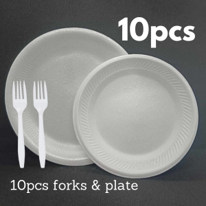 Plastic forks & plates (10pcs) +RM3.00